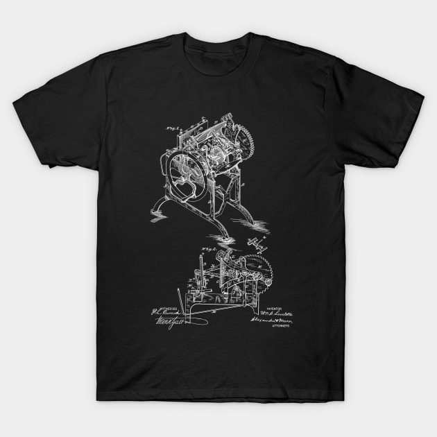 Printing Press Vintage Patent Hand Drawing T-Shirt by TheYoungDesigns